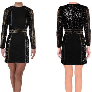 💋 bebe black embellish sequin dress rare new S long sleeve RARE 💋